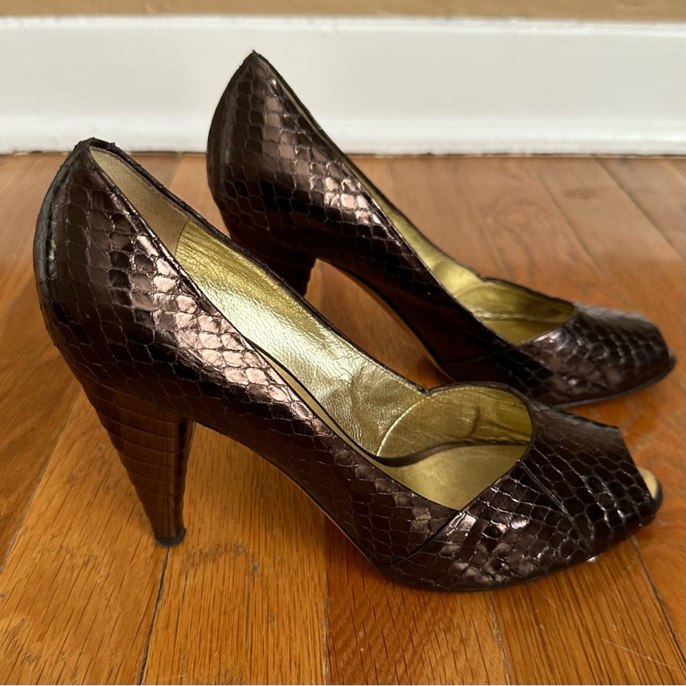 Giuseppe Zanotti Bronze Textured Leather Heels